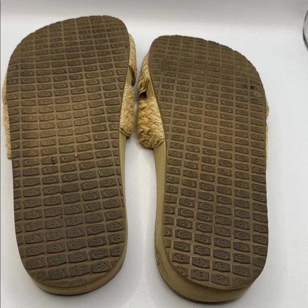 Sanuk She Crazy Jute Slide Sandals Natural Woven Strap Comfort Size 7